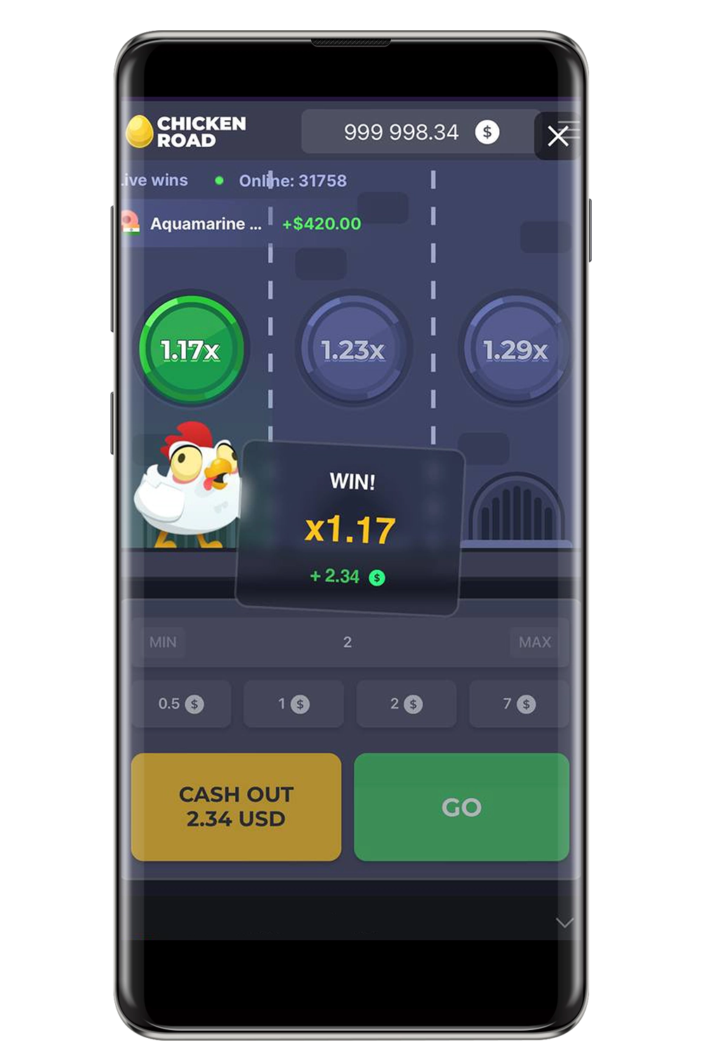 Captură de ecran de pe site-ul oficial Chicken Road